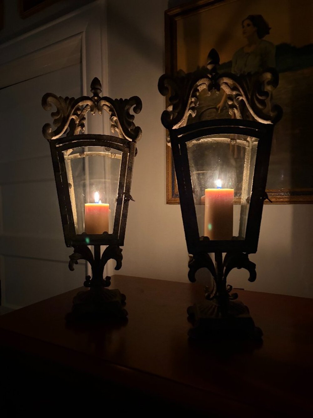 VINTAGE 2008 Pottery Barn Elegant Glass Lantern Candelabras